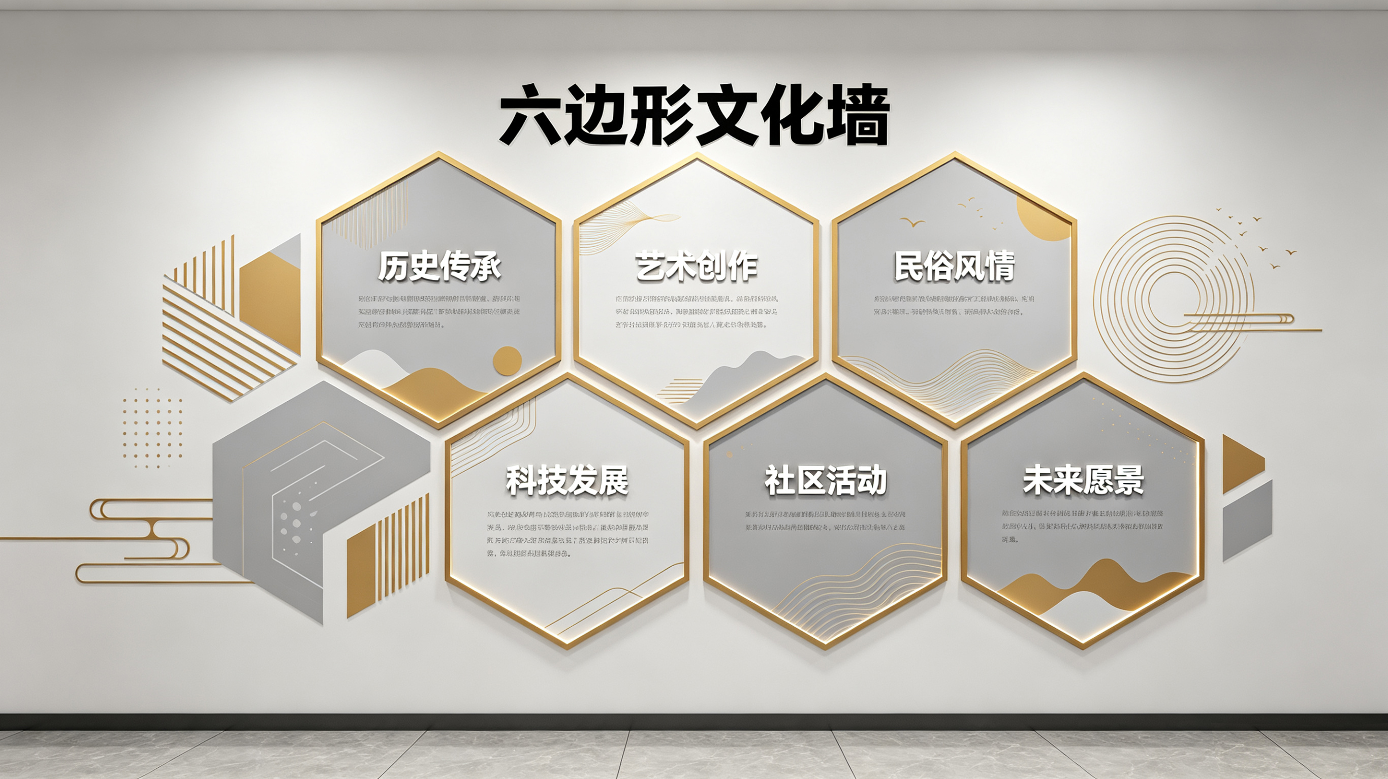 鲁甸企业文化墙 | 六边形信息美学